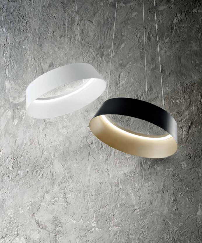 GEALUCE Sospensione montatura in alluminio satinato bianco-nero+oro. Diffusore in silicone bianco opale.LED JULIETTE BEST SELLER 2025 GEALUCE Sospensione montatura in alluminio satinato bianco-nero+oro. Diffusore in silicone bianco opale.LED JULIETTE BEST SELLER 2025